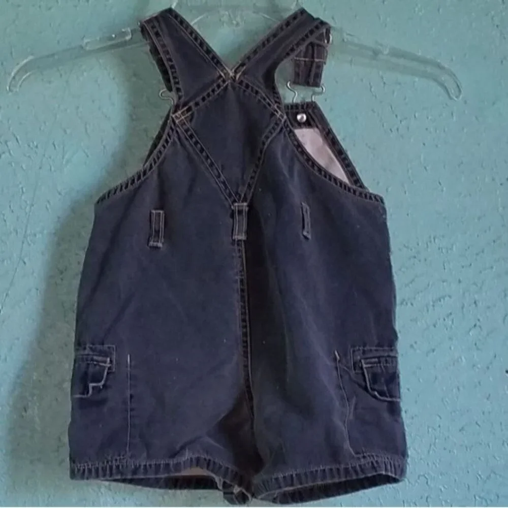 Vintage Baby Gap Overalls Shorts Black Denim Infant Baby 6-12M Boy Girl